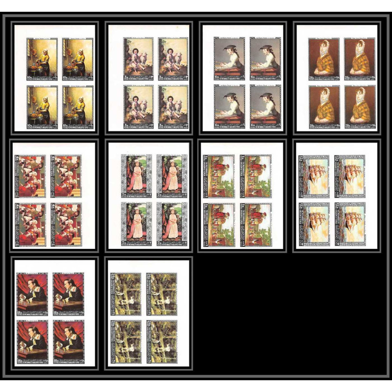 274b - Yemen kingdom MNH ** Mi N°557/566 B Tableau (Painting) vermeer Non dentelé imperf goya bloc 4 