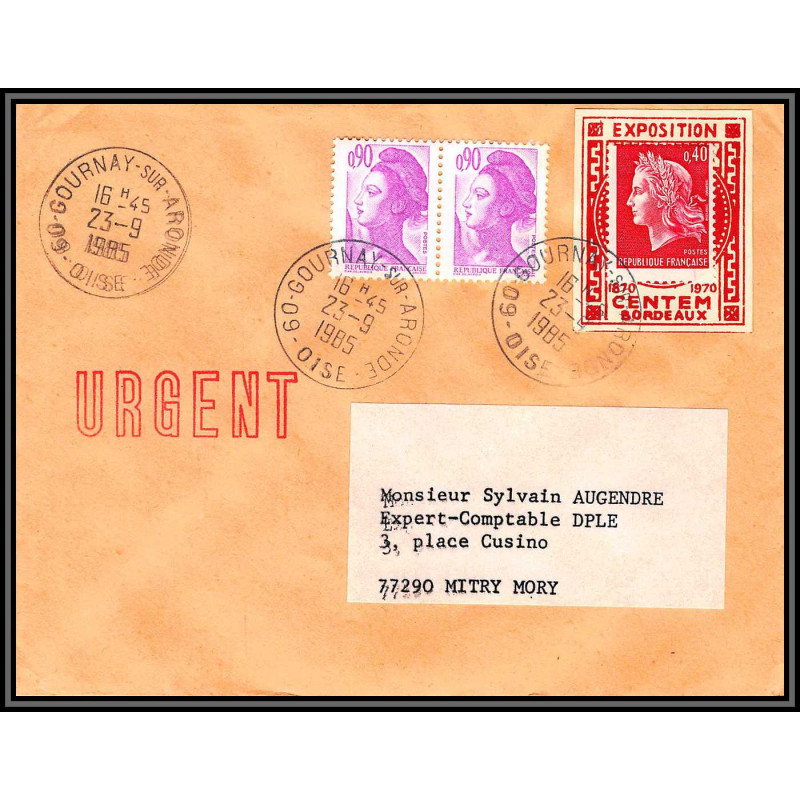 72406 porte timbre le meux oise 1985 exposition centem bordeaux cheffer lettre cover France