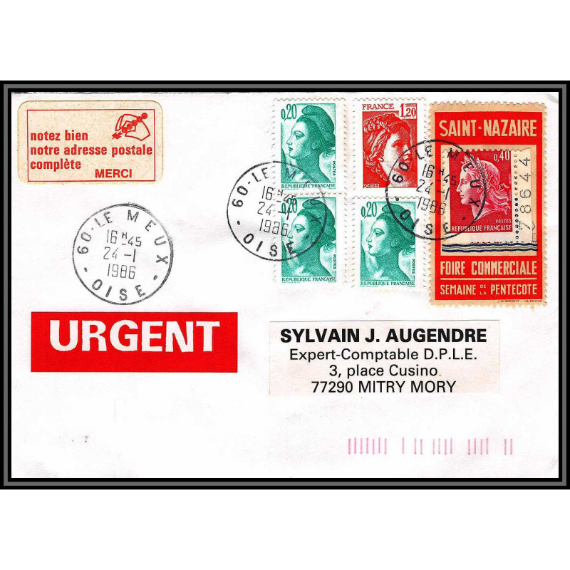 72424 porte timbre le meux oise 1986 foire de st nazaire cheffer lettre cover France