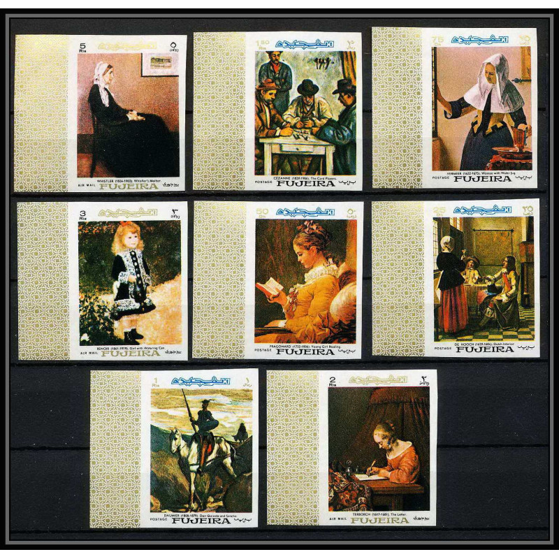 275 - Fujeira MNH ** Mi N°198/205 B Non dentelé imperf Tableau tableaux painting cezanne hooch daumier renoir