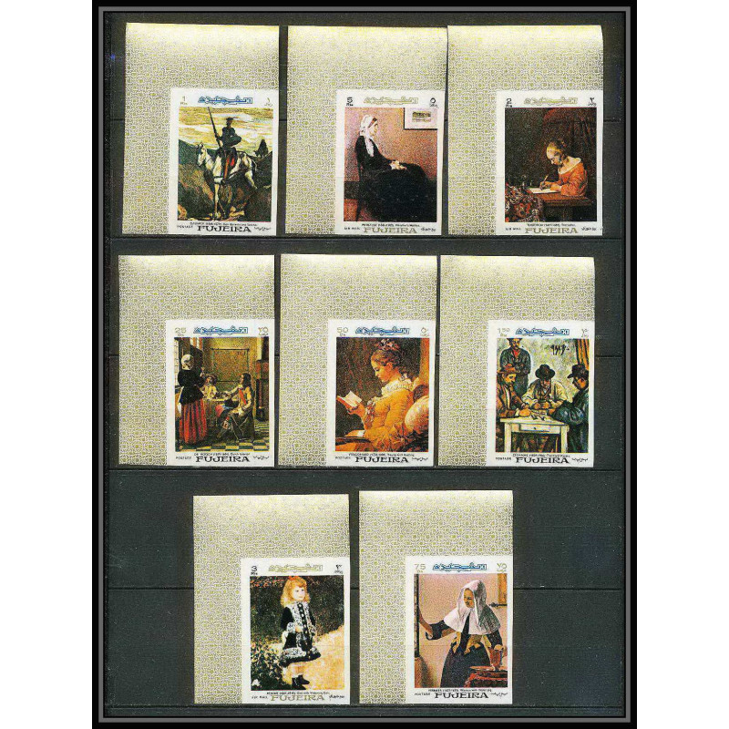 275 - Fujeira MNH ** Mi N°198/205 B Non dentelé imperf Tableau tableaux painting cezanne hooch daumier renoir