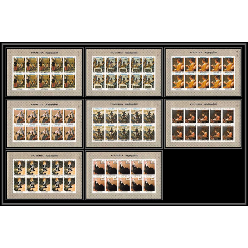275a - Fujeira MNH ** Mi N°198/205 B Non dentelé imperf Tableau (Painting) feuilles sheets renoir 