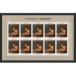 275g - Fujeira MNH ** Mi N°203 B Non dentelé imperf Tableau tableaux painting ter Borch feuille complète 