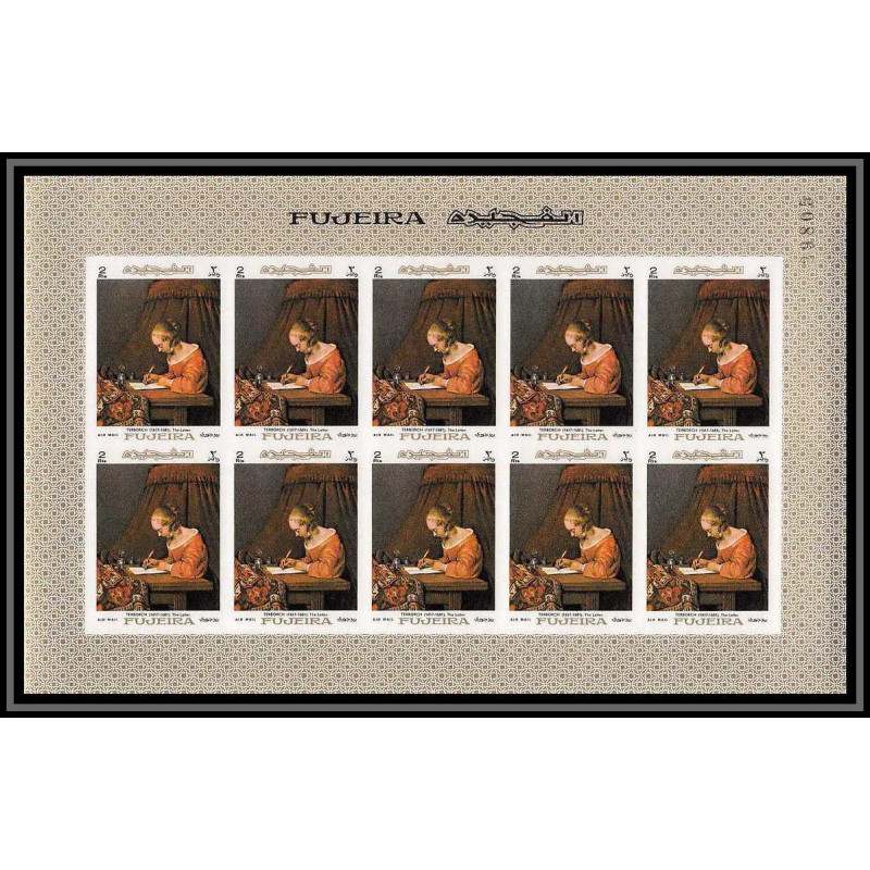 275g - Fujeira MNH ** Mi N°203 B Non dentelé imperf Tableau tableaux painting ter Borch feuille complète 