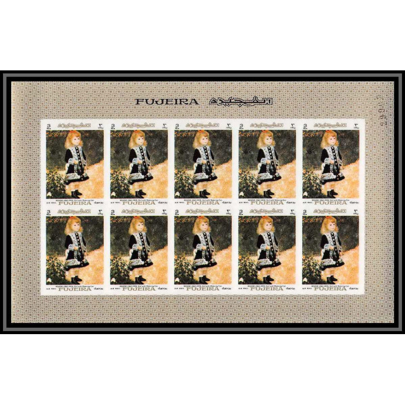 275h - Fujeira MNH ** Mi N°204 B Non dentelé imperf Tableau tableaux painting renoir feuille complète 