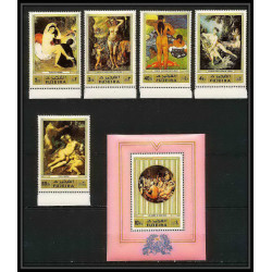 276a - Fujeira MNH ** Mi N°1006/1010 A + BLOC 106 A Tableau (Painting) nus nudes gauguin ingres chirico 