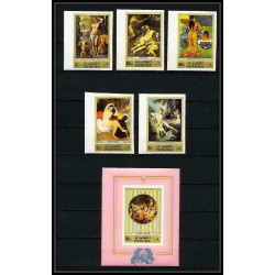 277a - Fujeira MNH ** Mi N°1006/1010 B + BLOC 106 B Tableau (Painting) nus nudes gauguin non dentelé imperf