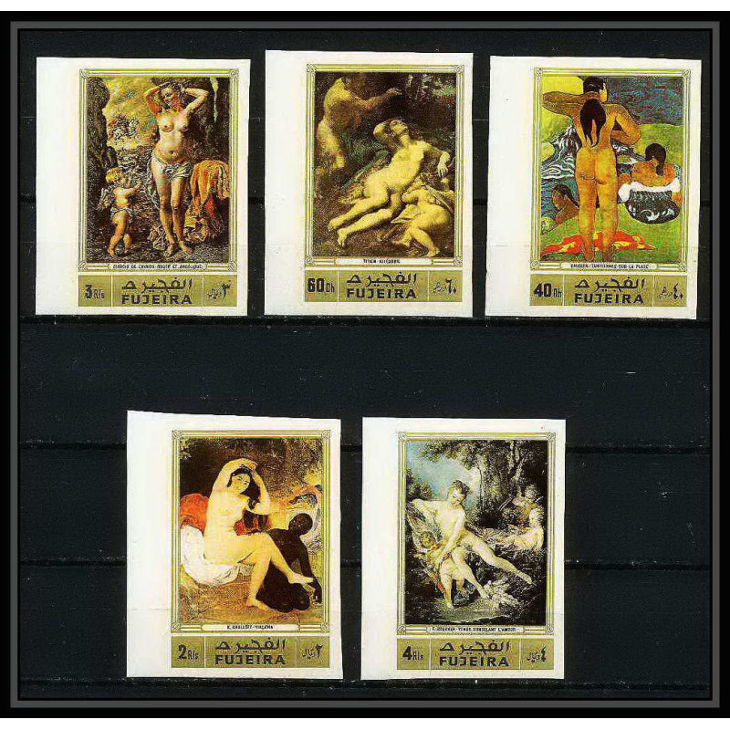 277b - Fujeira MNH ** Mi N°1006/1010 B Tableau (Painting) nus nudes gauguin ingres Non dentelé imperf