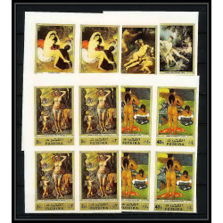 277d - Fujeira MNH ** Mi N°1006/1010 B Tableau (Painting) nus nudes gauguin bloc 4 Non dentelé imperf
