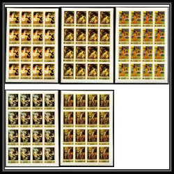 277e - Fujeira MNH ** Mi N°1006/1010 B Tableau (Painting) nus nudes Non dentelé imperf feuilles sheets