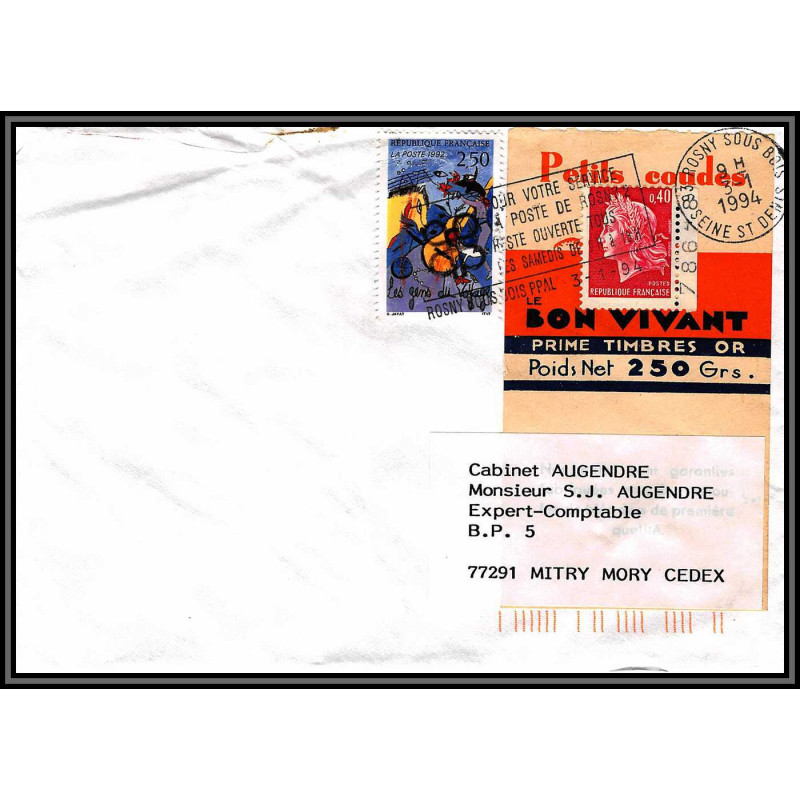 72883 porte timbre petits coudes bon vivant cheffer 1994 lettre cover France