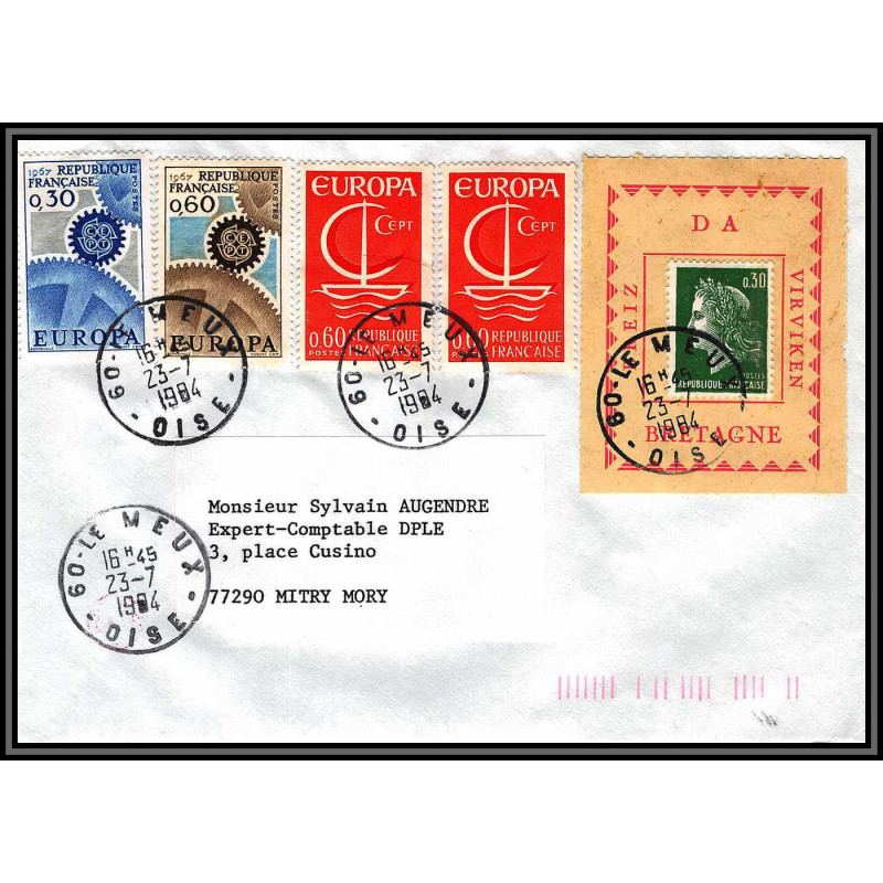 72898 porte timbre breiz bretagne cheffer europa le meux oise 1984 lettre cover France