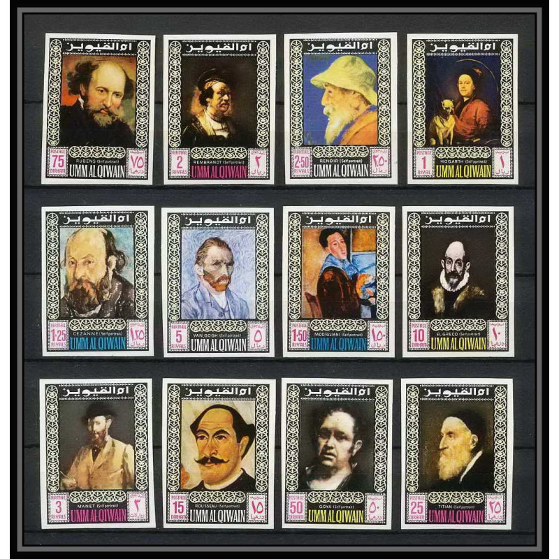 278 - Umm al Qiwain MNH ** Mi N°198/209 B Tableau (Painting) Non dentelé imperf selfs portraits 