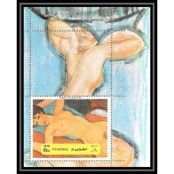 280c - Fujeira MNH ** Mi bloc N°117 A Amedeo Modiglianii sans la couleur or (error color missing proof