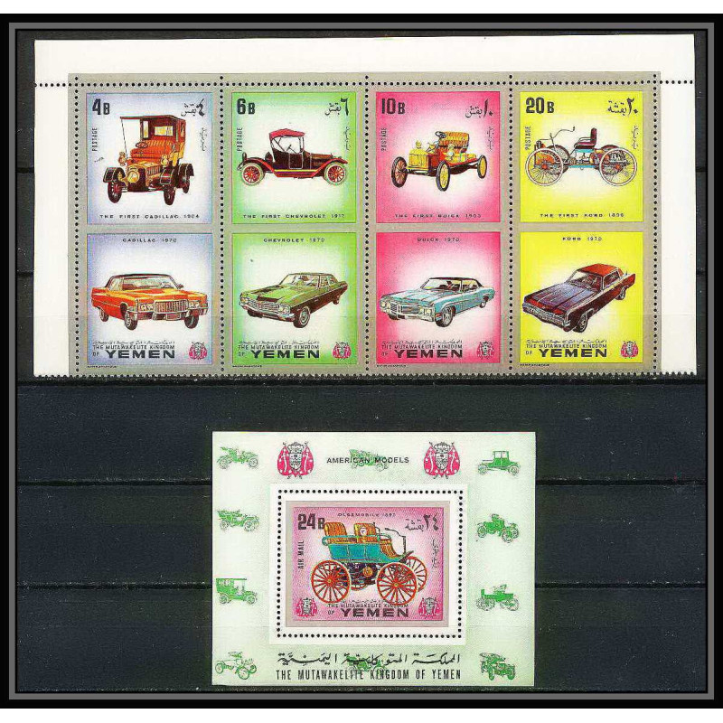 281b - Yemen kingdom MNH ** Mi N°1180/1183 A + BLOC 226 A Voiture (Cars car automobiles voitures) silver 