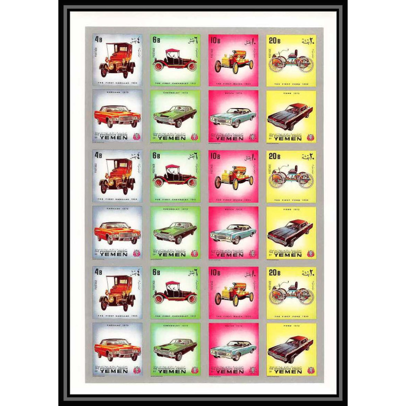 282c - Yemen kingdom MNH ** Mi N°1180/1183 B silver Voiture Cars car automobiles Non dentelé imperf feuilles sheets