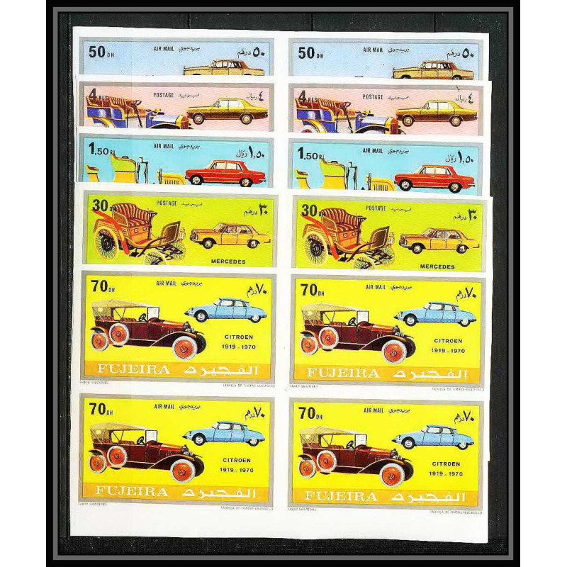 296f - Fujeira MNH ** Mi série N°612/617 B bloc 4 Non dentelé imperf Voiture (Cars car automobiles voitures) 