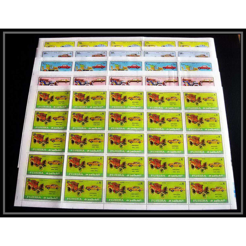 296h - Fujeira MNH ** Mi N°612/617 A Voiture (Cars car automobiles voitures) cadillac mercedes opel feuilles sheets