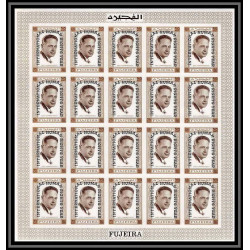 298 - Fujeira MNH ** Mi N°A 374/380 B Non dentelé imperf feuilles sheets De gaulle Kennedy pope overprint 
