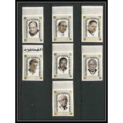 298d - Fujeira MNH ** Mi N°A 374/380 B Non dentelé imperf De gaulle Kennedy pope pape adenauer king overprint 