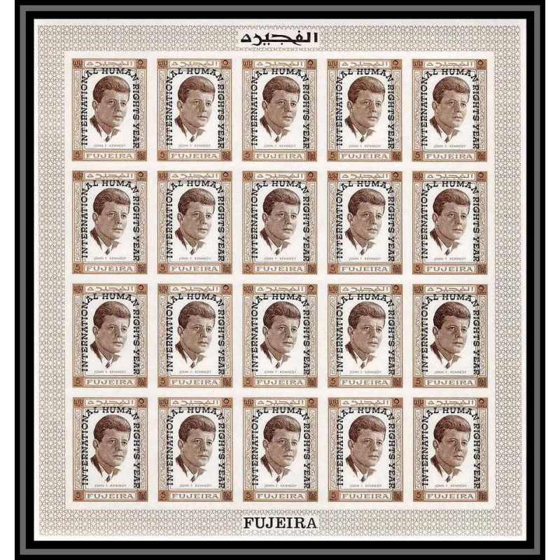 298h - Fujeira MNH ** Mi N°A 375 B overprint Non dentelé imperf kennedy feuille sheet