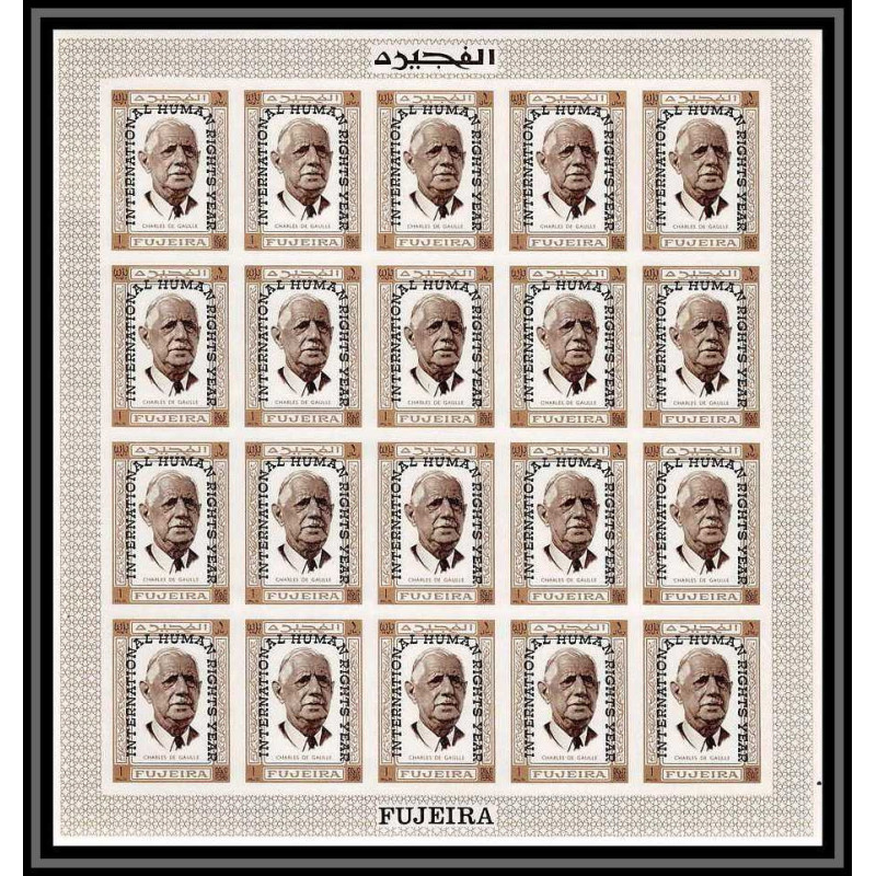 298h2 - Fujeira MNH ** Mi N°A 377 B overprint Non dentelé imperf De gaulle feuille sheet