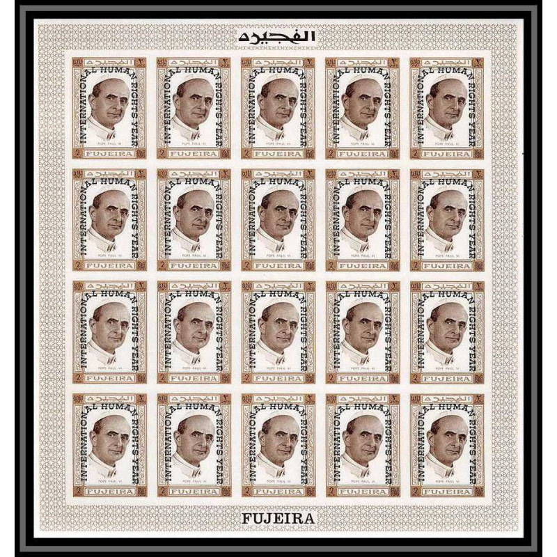 298h3 - Fujeira MNH ** Mi N°A 378 B overprint Non dentelé imperf pape (pope) paul 6