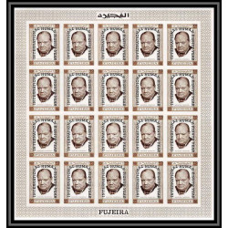 298h5 - Fujeira MNH ** Mi N°A 374 B overprint Non dentelé imperf churchill feuille sheet