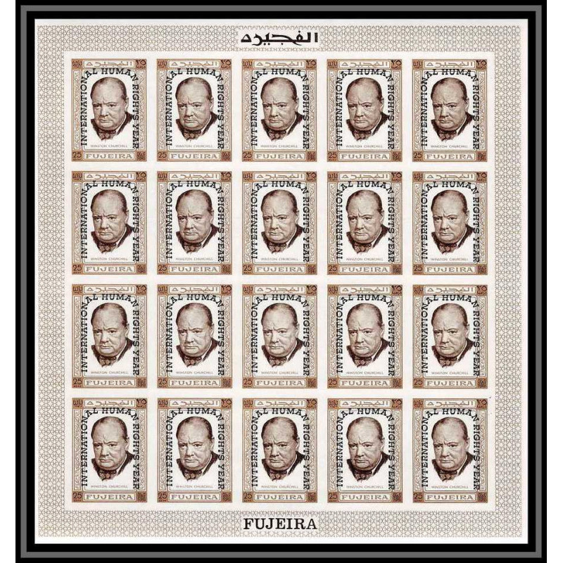298h5 - Fujeira MNH ** Mi N°A 374 B overprint Non dentelé imperf churchill feuille sheet