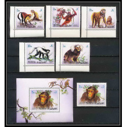 299b - Fujeira MNH ** Mi N°1532/1536 A + bloc N°206 A singe (monkeys monkey apes singes)