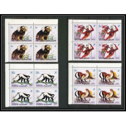 299c - Fujeira MNH ** Mi N°1532/1536 A bloc 4 coin de feuille singe (monkeys monkey apes singes)