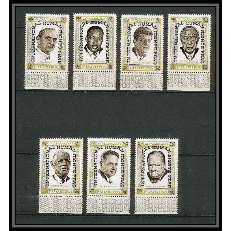 299g - Fujeira MNH ** Mi N°A 374/380 A overprint De gaulle Kennedy churchill pape pope adenauer hammarskjöld