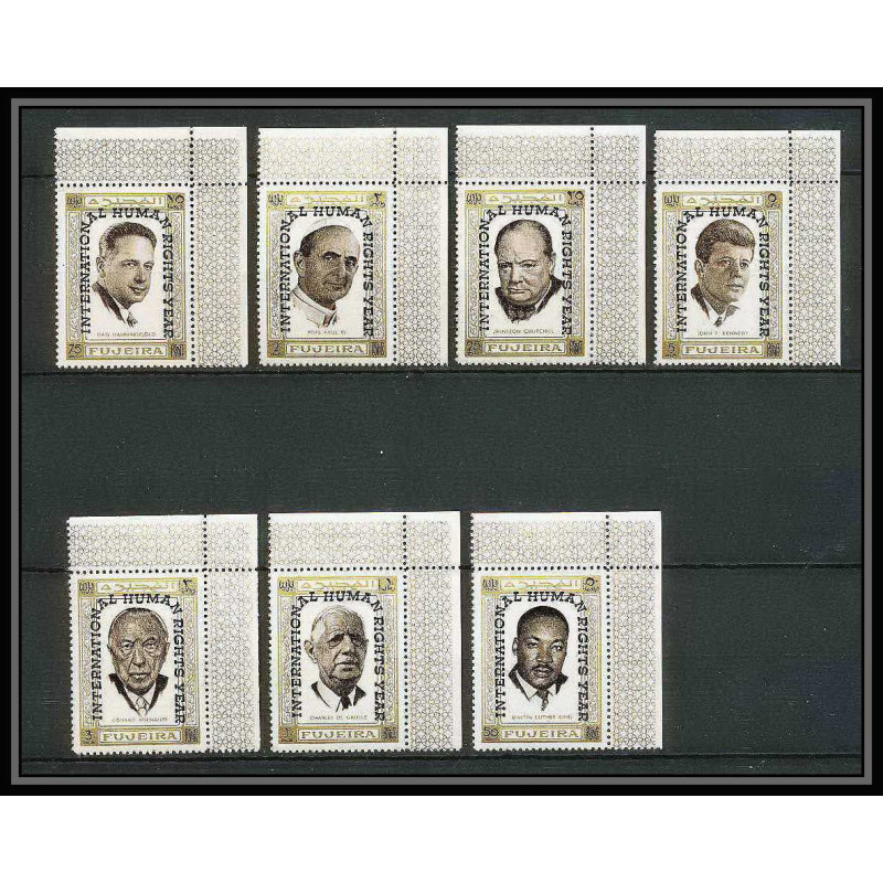 299h - Fujeira MNH ** Mi N°A 374/380 A overprint De gaulle Kennedy churchill pape pope adenauer hammarskjöld