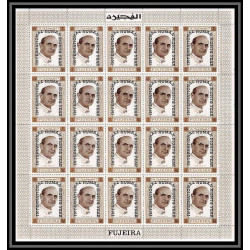 299l - Fujeira MNH ** Mi N°A 378 A pape pope paul 6 overprint human rights year feuille sheet
