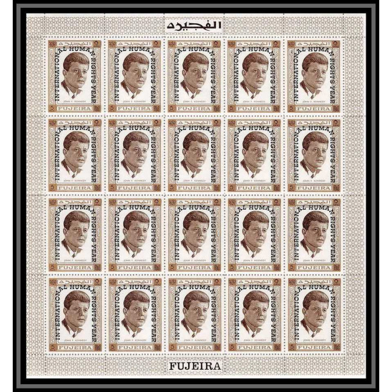 299m - Fujeira MNH ** Mi N°A 380 A Kennedy overprint human rights year feuille sheet