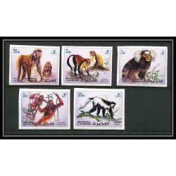 300a - Fujeira MNH ** Mi N°1532/1536 B singe (monkey apes singes monkeys) Non dentelé imperf