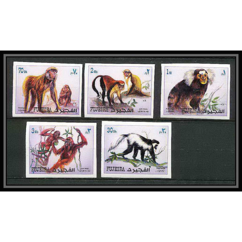 300a - Fujeira MNH ** Mi N°1532/1536 B singe (monkey apes singes monkeys) Non dentelé imperf