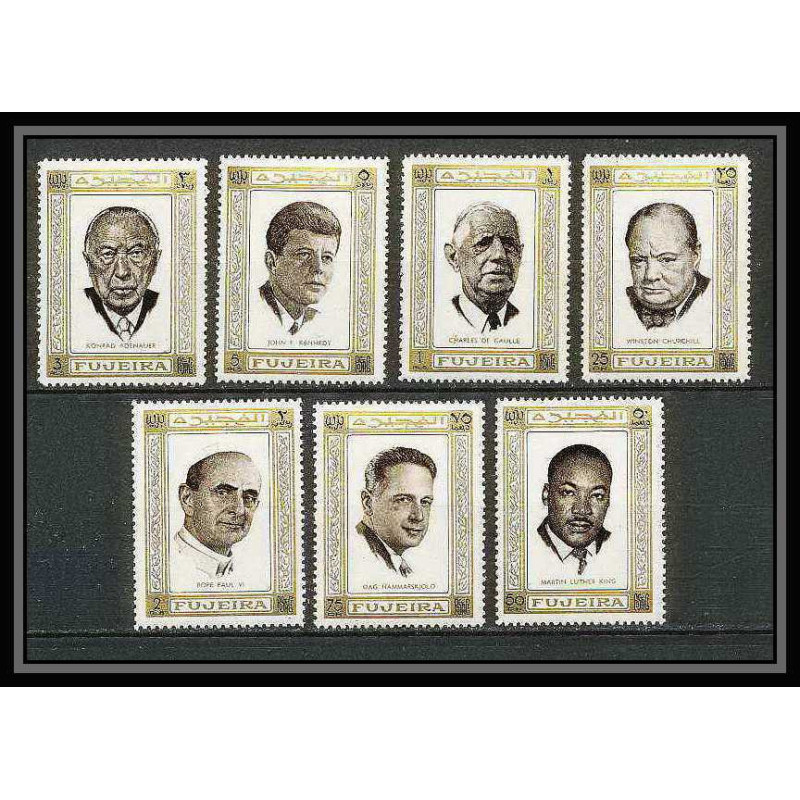 300a - Fujeira MNH ** Mi N°374/380 A De gaulle Kennedy churchill pape pope adenauer hammarskjöld