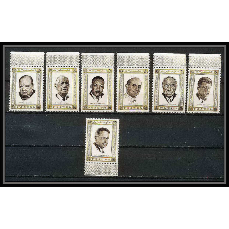 300b - Fujeira MNH ** Mi N°374/380 A De gaulle Kennedy churchill pape pope adenauer hammarskjöld