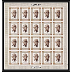 300d5 - Fujeira N°377 B Non dentelé imperf De gaulle feuille sheet sans gomme ou petites adherence