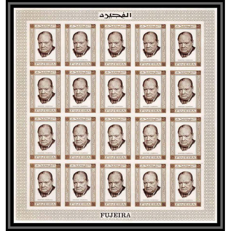 300d6- Fujeira Mi N°374 B Non dentelé imperf churchill feuille sheet