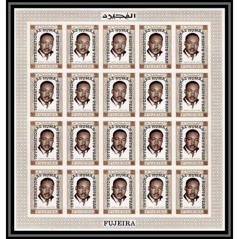 300d7 - Fujeira N°375 B Martin Luther King Non dentelé imperf feuille sheet sans gomme ou petites adherence