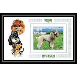 301 bhutan (bouthan) YVERT ** MNH N°56 B Chiens (chien dog dogs) Non dentelé imperf
