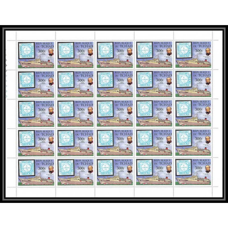 309 Tchad yvert 227 ** MNH N°309 sir rowland hill bateau (bateaux ship ships) feuilles sheets cote 70 euros holstein 
