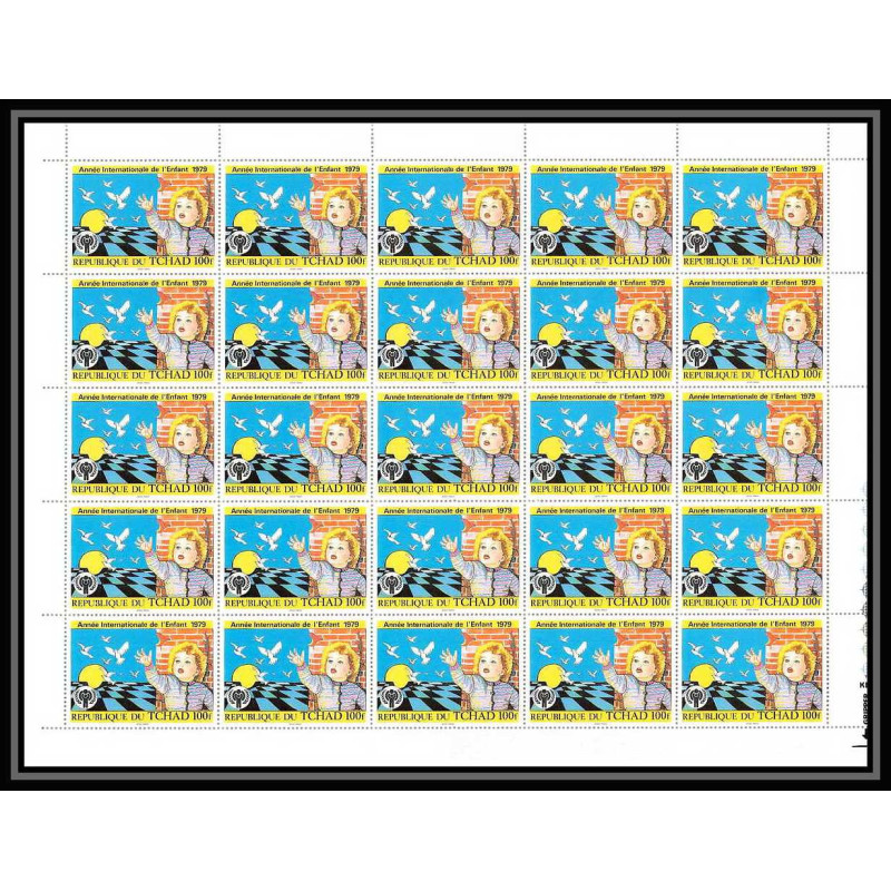 311 Tchad yvert ** MNH N°367 journée de l enfant (child) colombe feuilles sheets