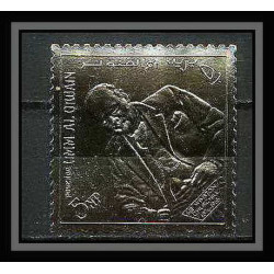324 - Umm al Qiwain MNH ** Mi N°408 A OR (gold stamps) Hommage à Winston Churchill 