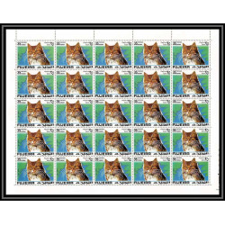 328 - Fujeira MNH ** Mi N°206/213 A 7 valeurs CHAT (cat cats chats) feuilles sheets