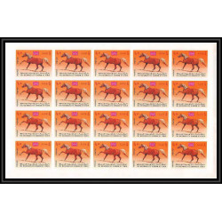 329d - Yemen kingdom MNH ** Mi N°429/433 B cheval chevaux horse arab horses Non dentelé imperf feuilles sheets