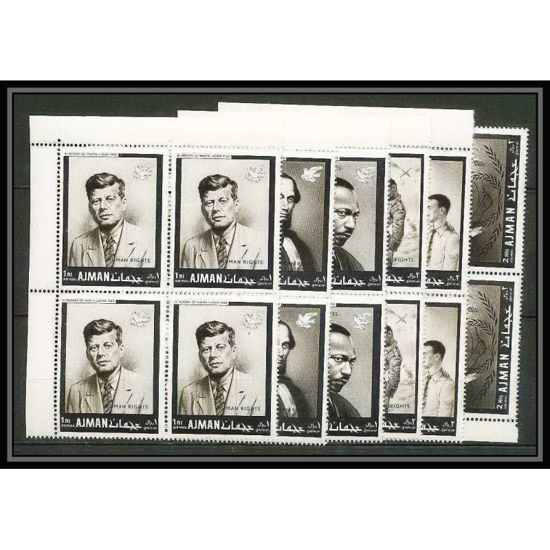 333a - Ajman MNH ** Mi N°289/294 A Year of human righrs Kennedy martin luther king Abraham Lincoln bloc 4