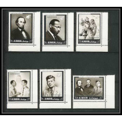 333b - Ajman MNH ** Mi N°289/294 A Year of human righrs Kennedy martin luther king Abraham Lincoln coin de feuille